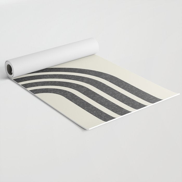 Mid Century Modern - Sun and Rainbow black and white Yoga Mat Gallery Image 2