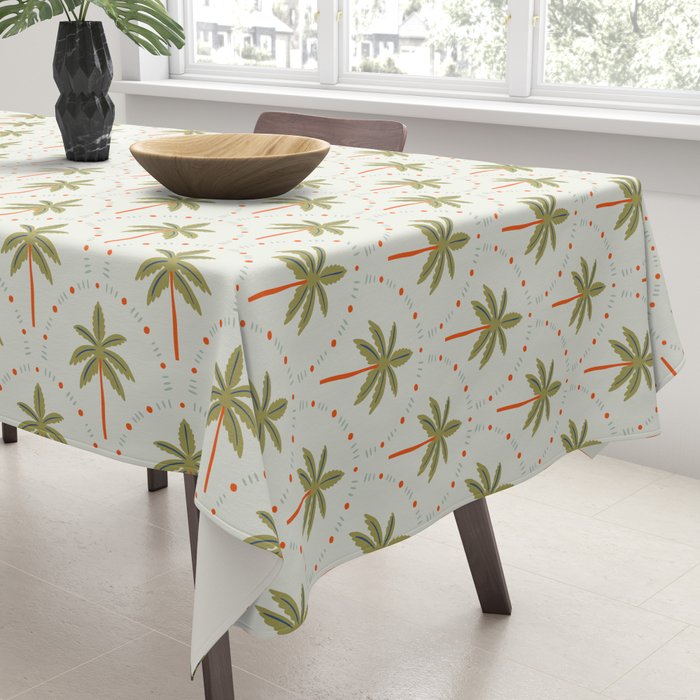 Vintage summer palm tree art pattern Tablecloth Gallery Image 3