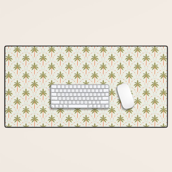 Vintage summer palm tree art pattern Desk Mat Gallery Image 1