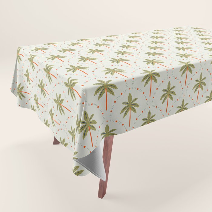 Vintage summer palm tree art pattern Tablecloth Gallery Image 1