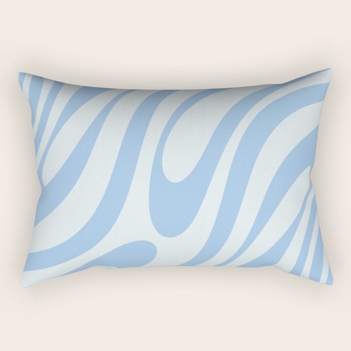 Wavy Loops Retro Abstract Pattern Powder Blue Rectangular Pillow Gallery Image 2