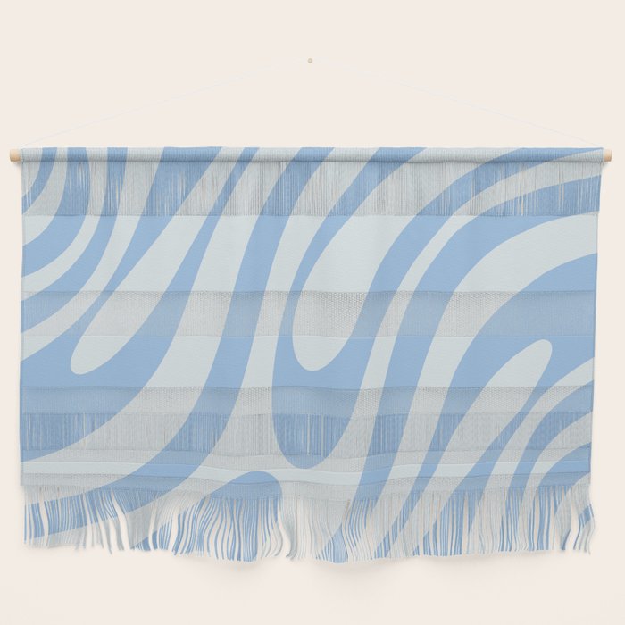 Wavy Loops Retro Abstract Pattern Powder Blue Wall Hanging Gallery Image 1
