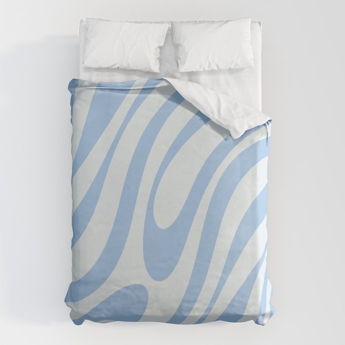 Wavy Loops Retro Abstract Pattern Powder Blue Duvet Cover Gallery Image 6