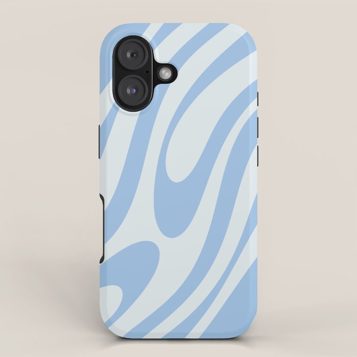Wavy Loops Retro Abstract Pattern Powder Blue iPhone Case Gallery Image 1