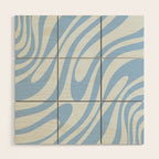 Wavy Loops Retro Abstract Pattern Powder Blue Wood Wall Art Gallery Image 1