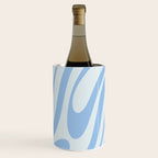 Wavy Loops Retro Abstract Pattern Powder Blue Wine Chiller Gallery Image 1