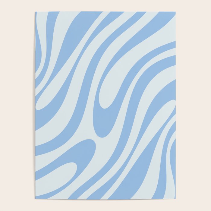 Wavy Loops Retro Abstract Pattern Powder Blue Poster Gallery Image 4