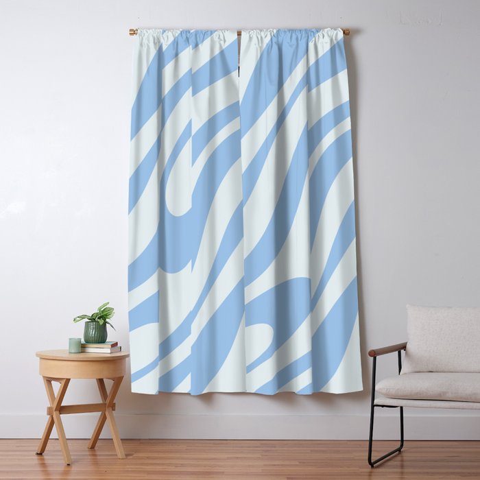 Wavy Loops Retro Abstract Pattern Powder Blue Window Curtain Gallery Image 1