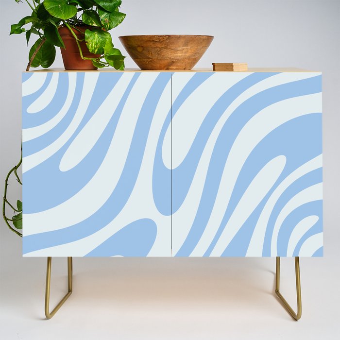 Wavy Loops Retro Abstract Pattern Powder Blue Credenza Gallery Image 1