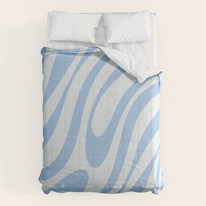 Wavy Loops Retro Abstract Pattern Powder Blue Comforter Gallery Image 6