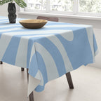 Wavy Loops Retro Abstract Pattern Powder Blue Tablecloth Gallery Image 3