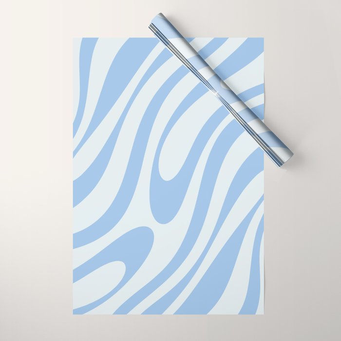 Wavy Loops Retro Abstract Pattern Powder Blue Wrapping Paper Gallery Image 1
