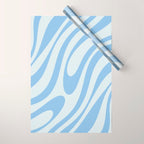 Wavy Loops Retro Abstract Pattern Powder Blue Wrapping Paper Gallery Image 1