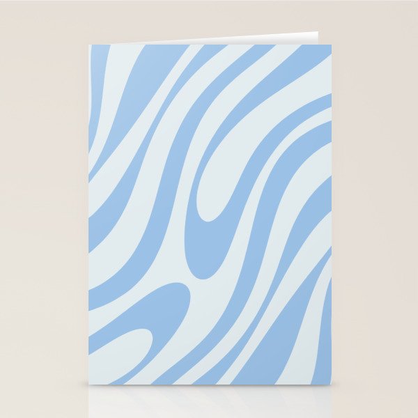 Wavy Loops Retro Abstract Pattern Powder Blue Stationery Card Gallery Image 2