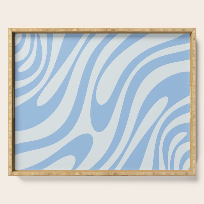 Wavy Loops Retro Abstract Pattern Powder Blue Serving Tray Gallery Image 1