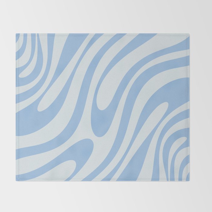 Wavy Loops Retro Abstract Pattern Powder Blue Throw Blanket Gallery Image 2