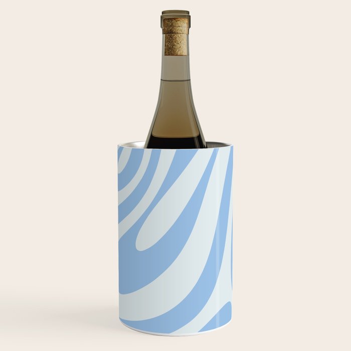 Wavy Loops Retro Abstract Pattern Powder Blue Wine Chiller Gallery Image 2