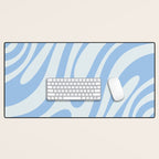 Wavy Loops Retro Abstract Pattern Powder Blue Desk Mat Gallery Image 1
