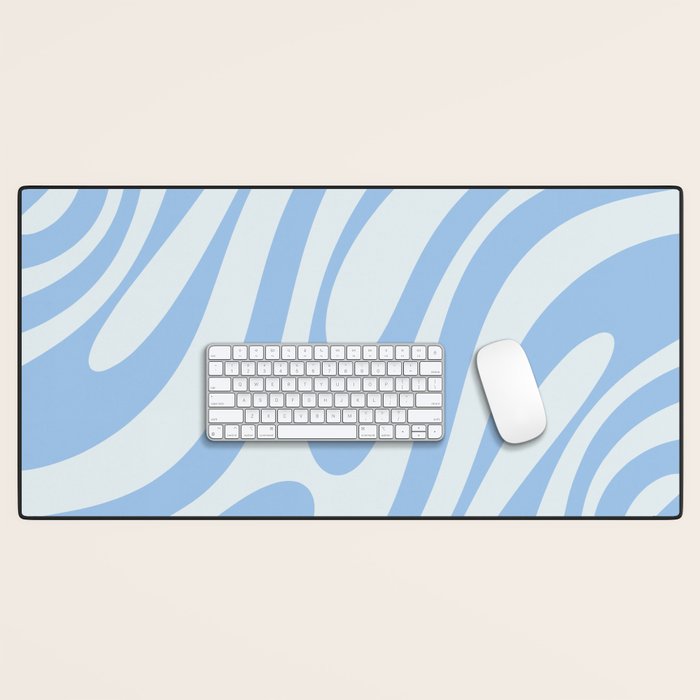 Wavy Loops Retro Abstract Pattern Powder Blue Desk Mat Gallery Image 1