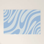 Wavy Loops Retro Abstract Pattern Powder Blue Welcome Mat Gallery Image 1