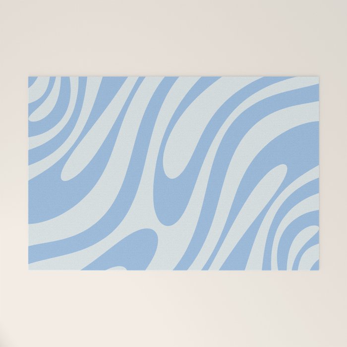 Wavy Loops Retro Abstract Pattern Powder Blue Welcome Mat Gallery Image 1
