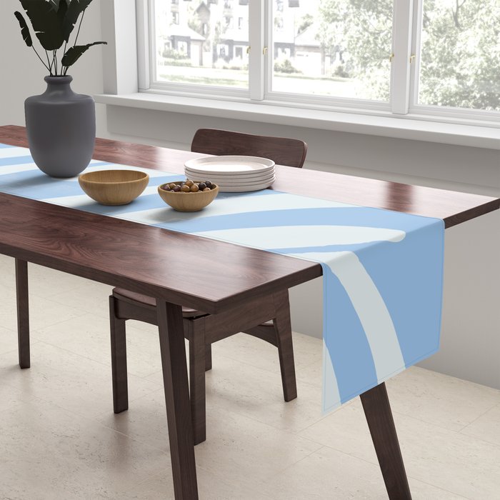 Wavy Loops Retro Abstract Pattern Powder Blue Table Runner Gallery Image 2