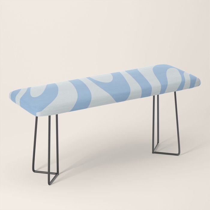 Wavy Loops Retro Abstract Pattern Powder Blue Bench Gallery Image 1