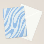 Wavy Loops Retro Abstract Pattern Powder Blue Stationery Card Gallery Image 2
