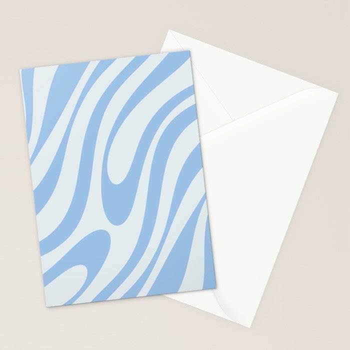 Wavy Loops Retro Abstract Pattern Powder Blue Stationery Card Gallery Image 2