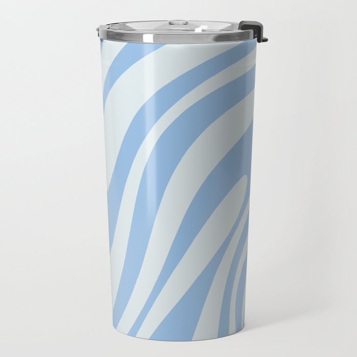 Wavy Loops Retro Abstract Pattern Powder Blue Travel Mug Gallery Image 2