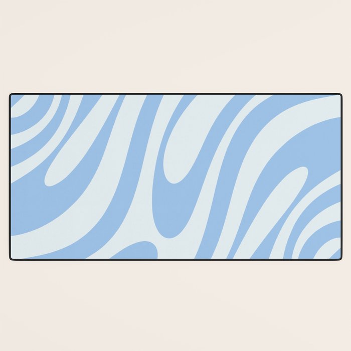 Wavy Loops Retro Abstract Pattern Powder Blue Desk Mat Gallery Image 3