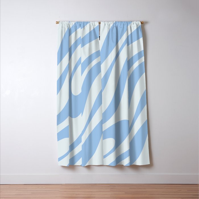 Wavy Loops Retro Abstract Pattern Powder Blue Window Curtain Gallery Image 3