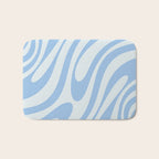 Wavy Loops Retro Abstract Pattern Powder Blue Bath Mat Gallery Image 1