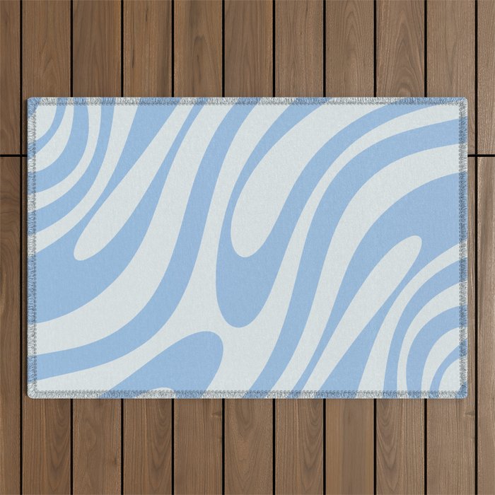 Wavy Loops Retro Abstract Pattern Powder Blue Outdoor Rug Gallery Image 1