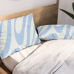 Wavy Loops Retro Abstract Pattern Powder Blue Pillow Sham Gallery Image 2