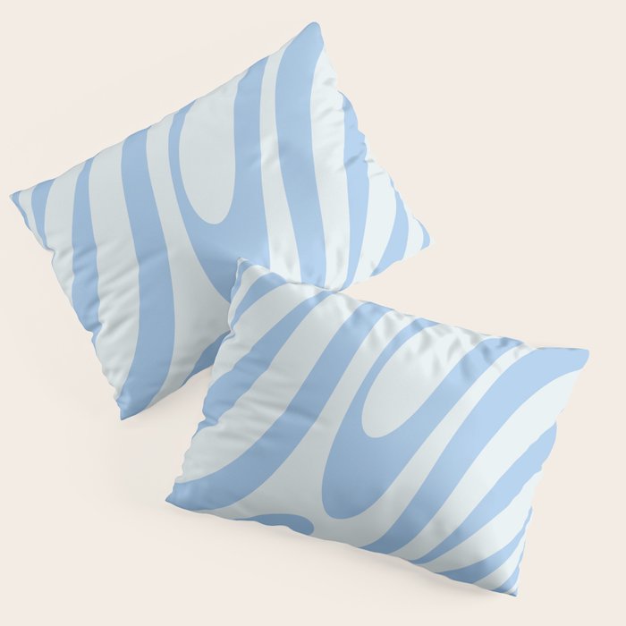 Wavy Loops Retro Abstract Pattern Powder Blue Pillow Sham Gallery Image 3