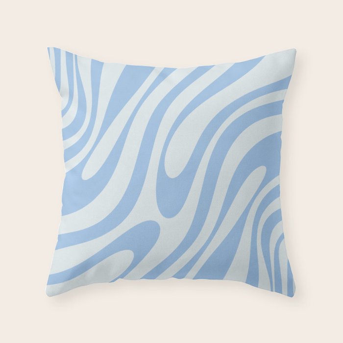 Wavy Loops Retro Abstract Pattern Powder Blue Throw Pillow Gallery Image 1
