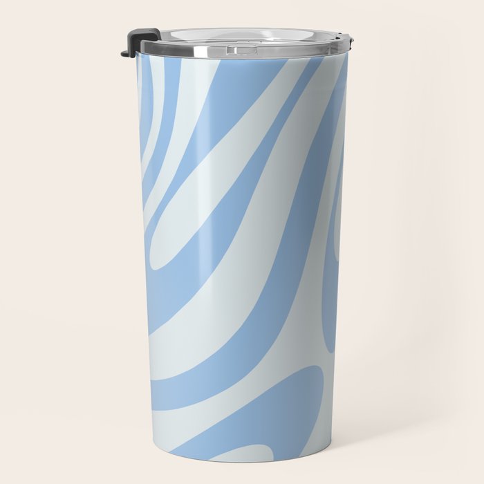 Wavy Loops Retro Abstract Pattern Powder Blue Travel Mug Gallery Image 3