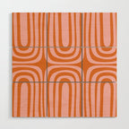 Midcentury Modern Confaab Abstract Pattern Blush Pink and Orange Wood Wall Art Gallery Image 1