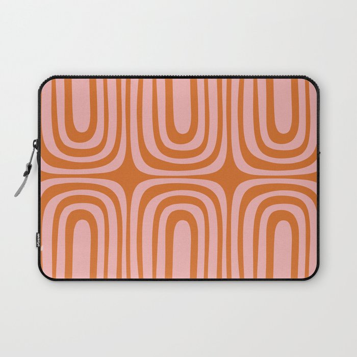 Midcentury Modern Confaab Abstract Pattern Blush Pink and Orange Laptop Sleeve Gallery Image 1