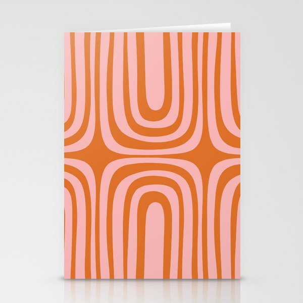 Midcentury Modern Confaab Abstract Pattern Blush Pink and Orange Stationery Card Gallery Image 2