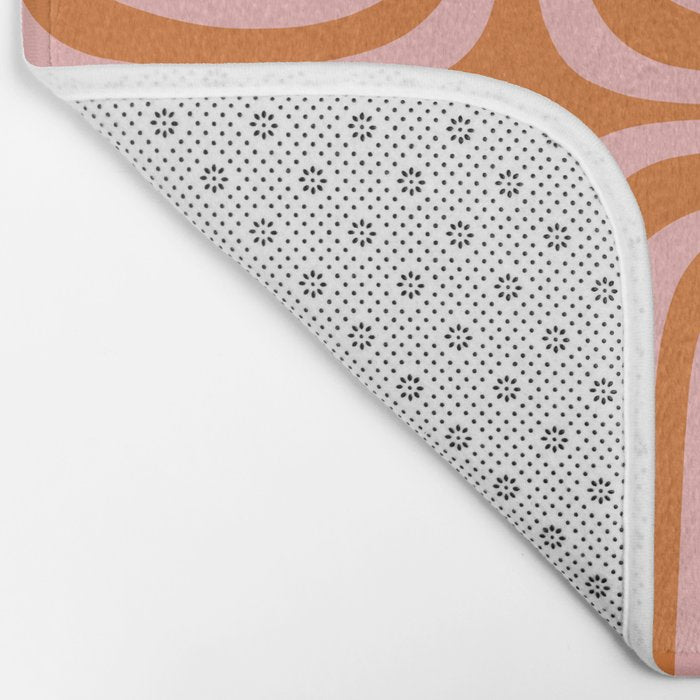 Midcentury Modern Confaab Abstract Pattern Blush Pink and Orange Bath Mat Gallery Image 2