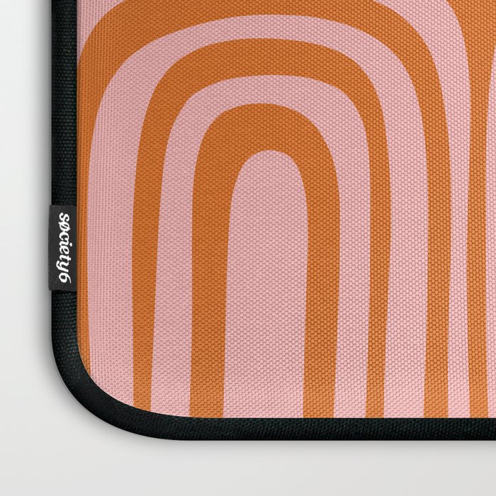 Midcentury Modern Confaab Abstract Pattern Blush Pink and Orange Laptop Sleeve Gallery Image 3