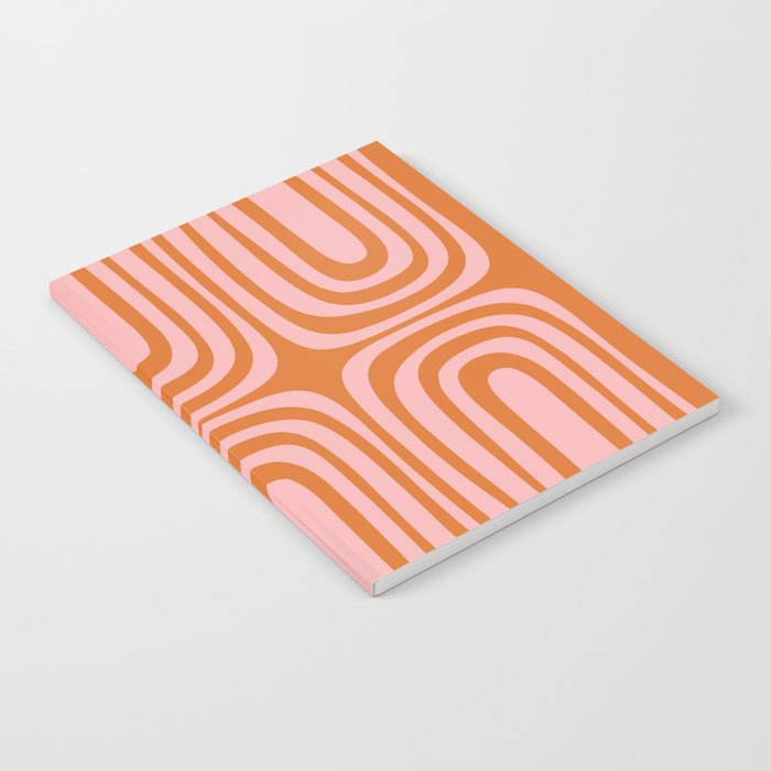 Midcentury Modern Confaab Abstract Pattern Blush Pink and Orange Notebook Gallery Image 2