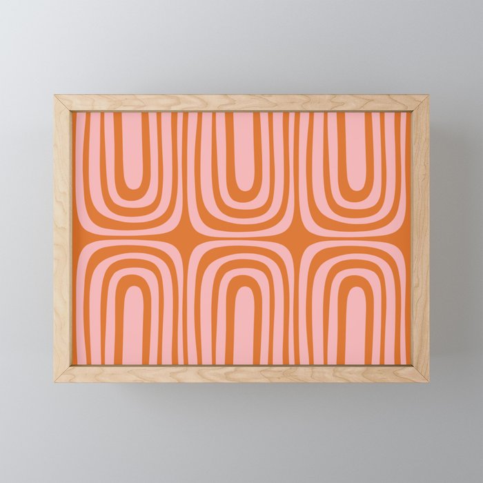 Midcentury Modern Confaab Abstract Pattern Blush Pink and Orange Mini Art Print Gallery Image 1