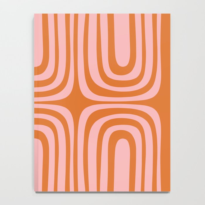 Midcentury Modern Confaab Abstract Pattern Blush Pink and Orange Notebook Gallery Image 4