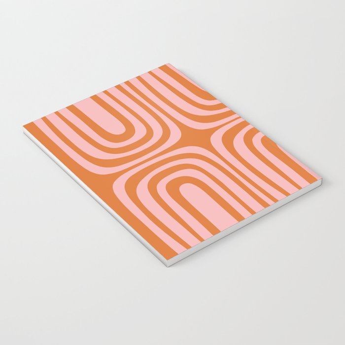 Midcentury Modern Confaab Abstract Pattern Blush Pink and Orange Notebook Gallery Image 3