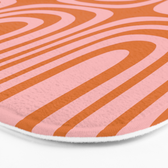 Midcentury Modern Confaab Abstract Pattern Blush Pink and Orange Bath Mat Gallery Image 3