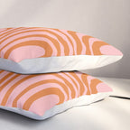 Midcentury Modern Confaab Abstract Pattern Blush Pink and Orange Pillow Sham Gallery Image 3