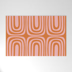 Midcentury Modern Confaab Abstract Pattern Blush Pink and Orange Welcome Mat Gallery Image 1